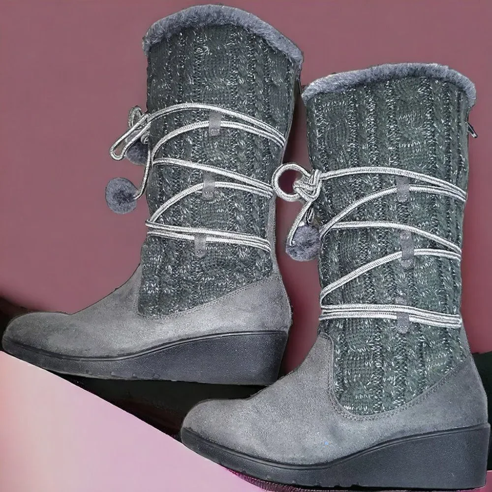 Justia Gray metallic Silver Lined Calf Boots